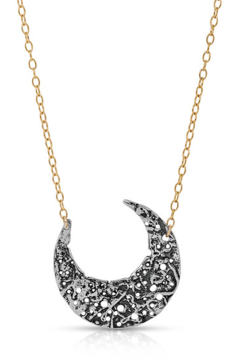 Sterling Silver Textured Crescent Moon Pendant – Lucy Kemp Jewellery